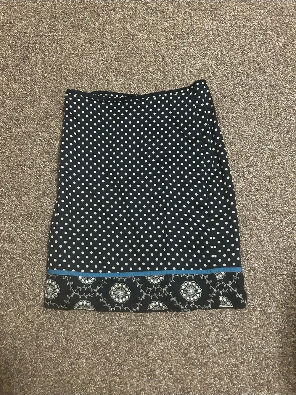 Ann Taylor LOFT 4 Black and White Polka Dot Pencil Skirt with Printed Hem Fall